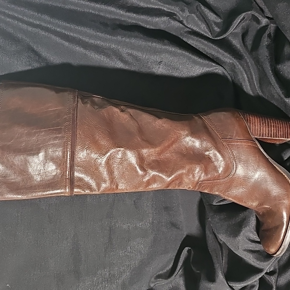 Nine West Brown Leather Knee High Boots, size 10 EUC